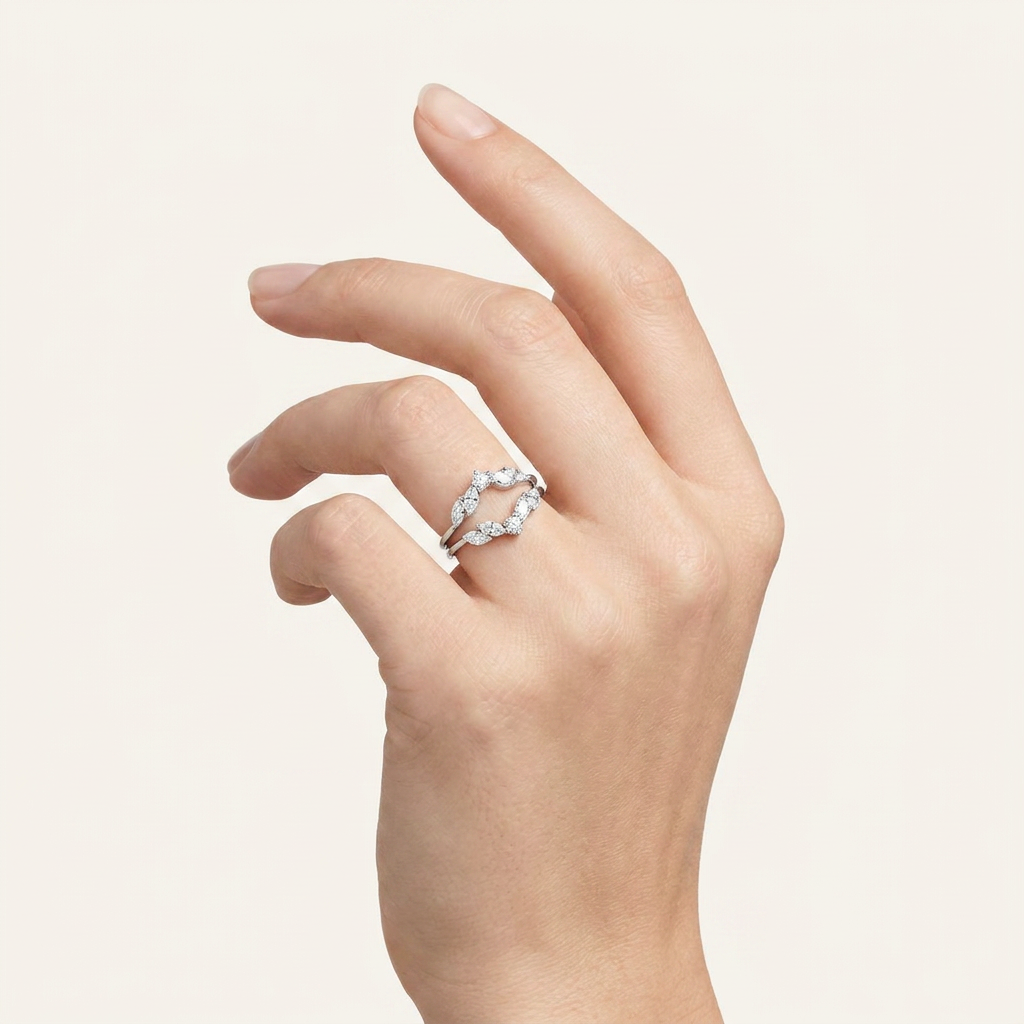 1CT Round & Marquise Cut Certified Lab Grown Diamond Ring Guard