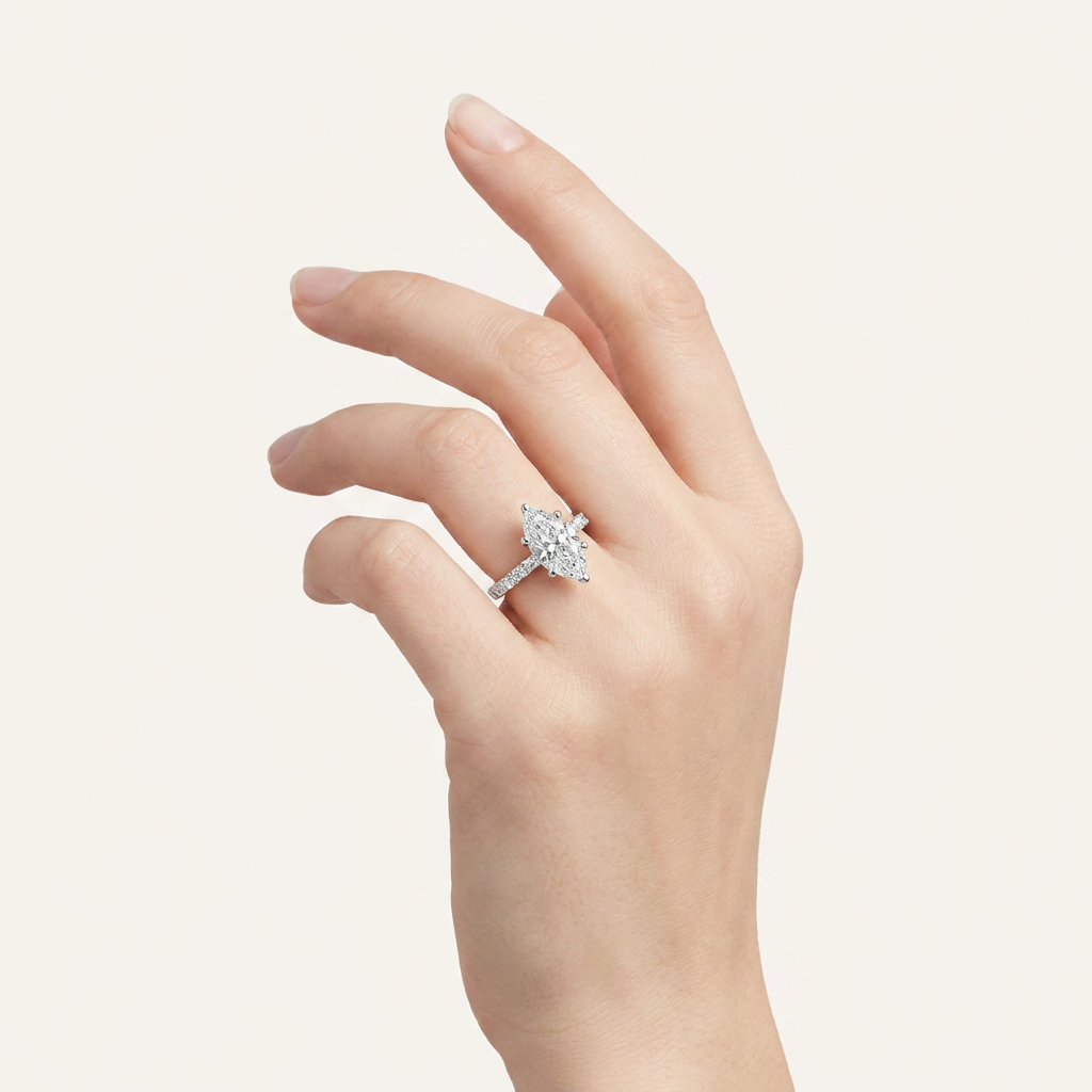 5.72CT Marquise Cut Certified Lab Grown Diamond Side Stone Ring