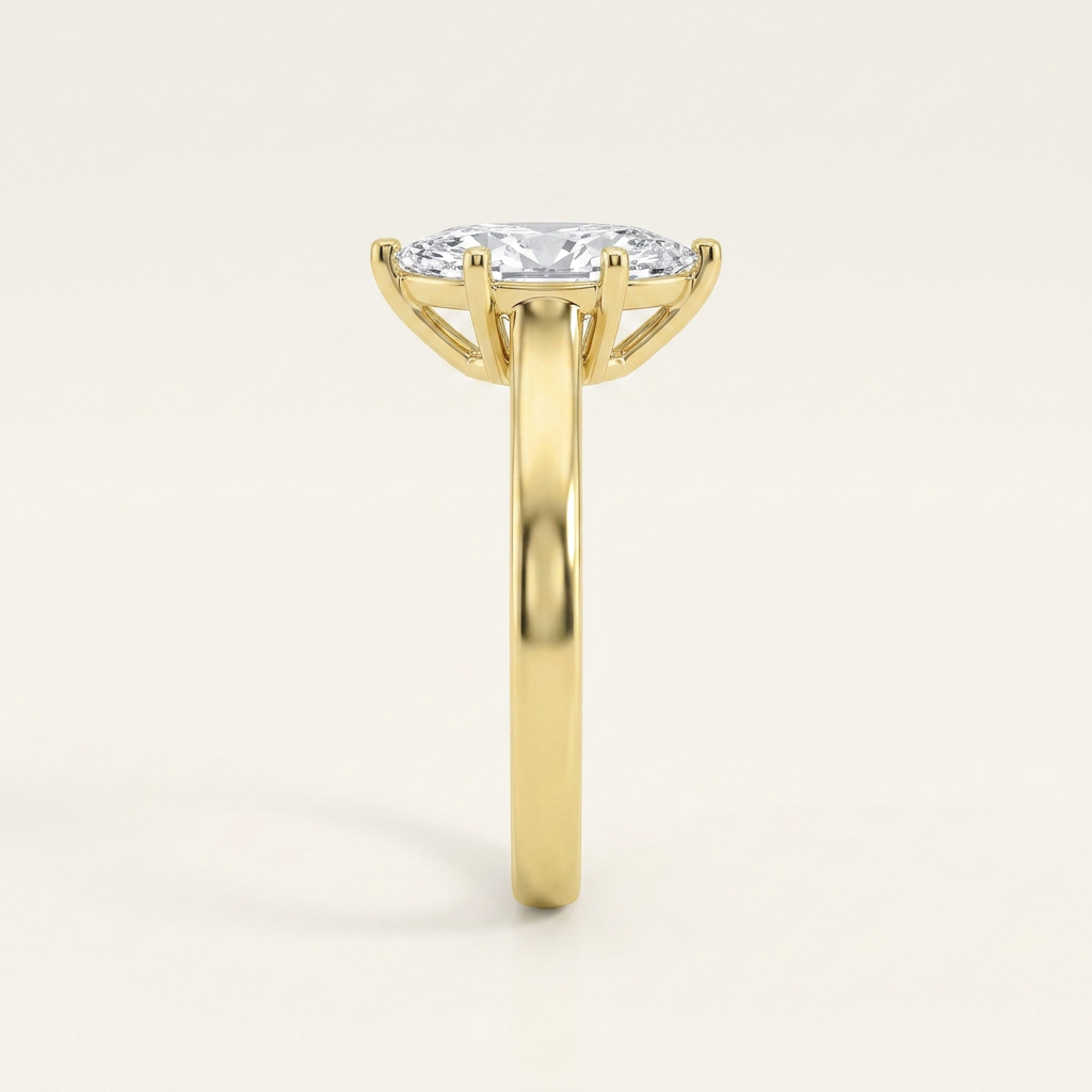 2CT Marquise Cut Lab Grown Diamond Plain Cathedral Trellis Shank Solitaire Engagement Ring