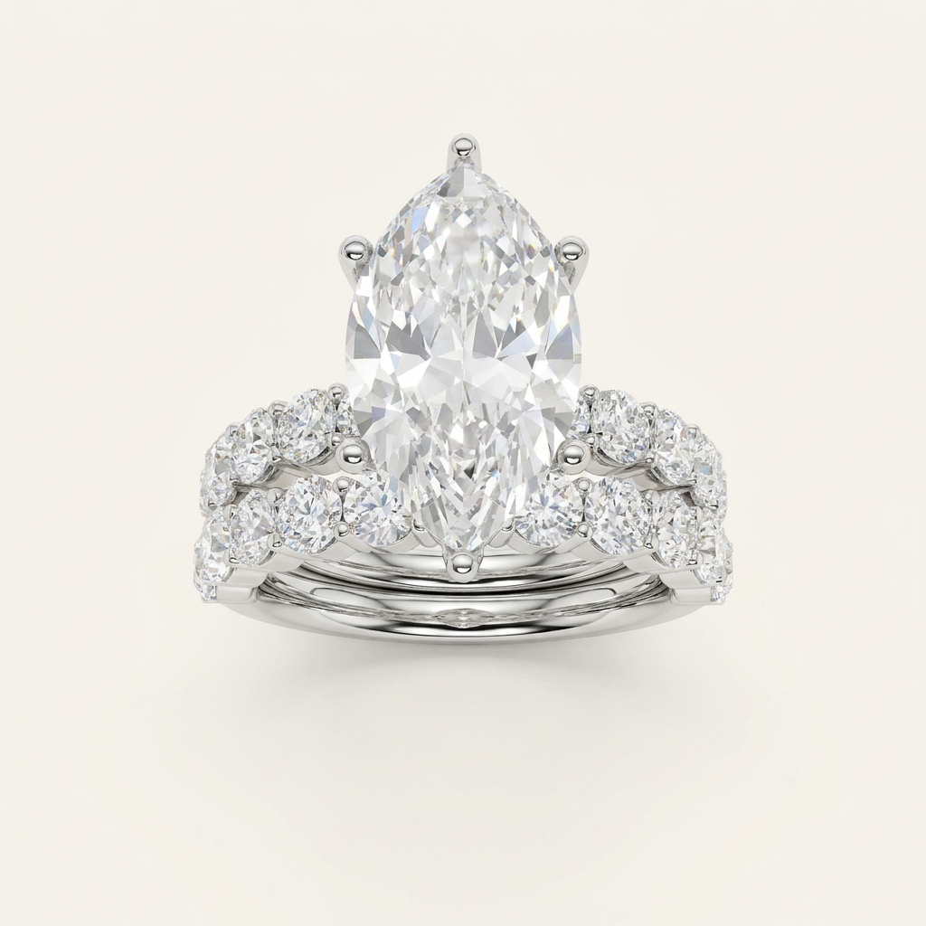 6.00CT Marquise Cut Lab Grown Diamond Bridal Set