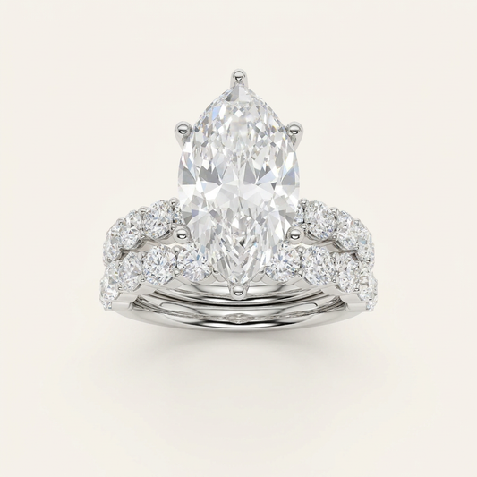 6.00CT Marquise Cut Lab Grown Diamond Bridal Set