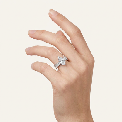 4.6CT Marquise Cut Certified Lab Grown Diamond Cluster Ring