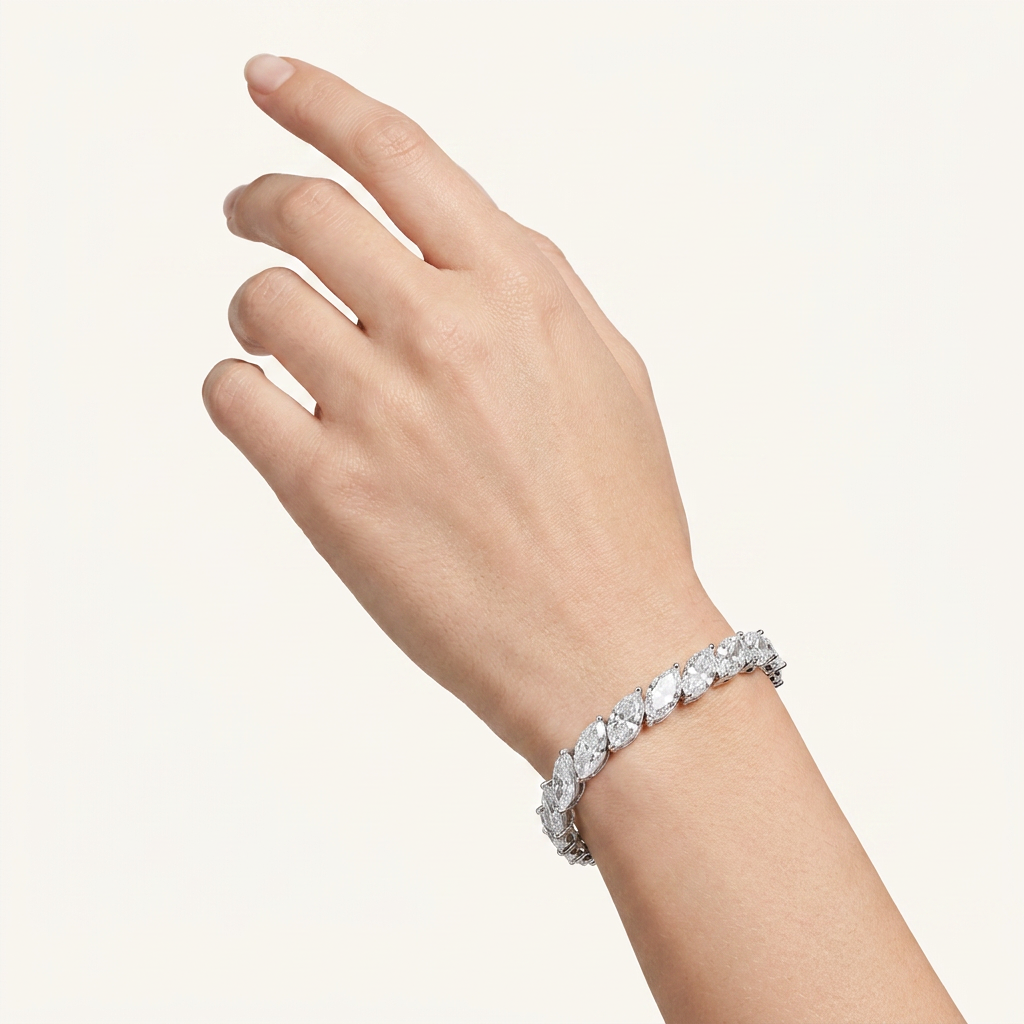 13CT Marquise Cut Lab Grown Diamond Tennis Bracelet