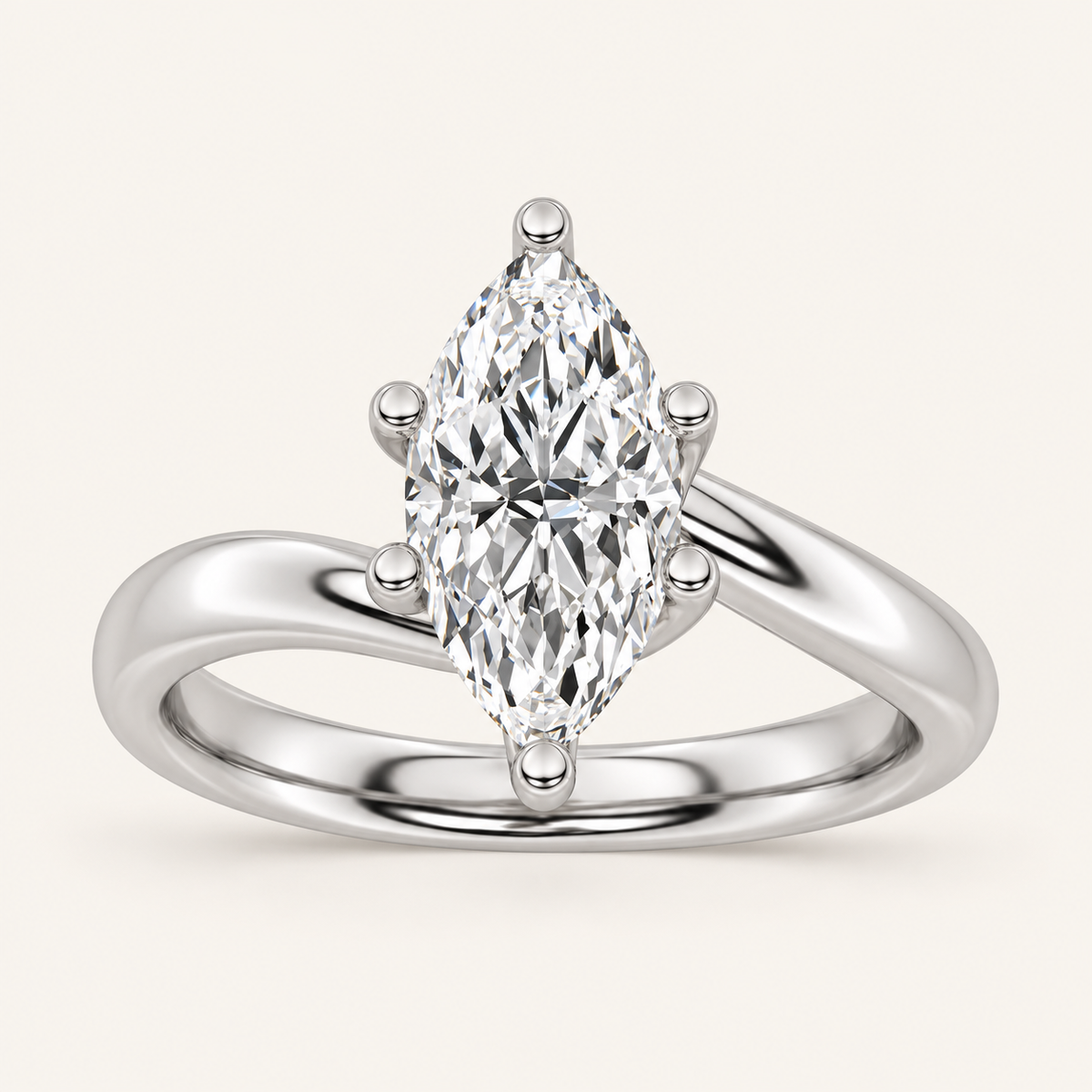 3CT Marquise Cut Lab Grown Diamond Solitaire Ring