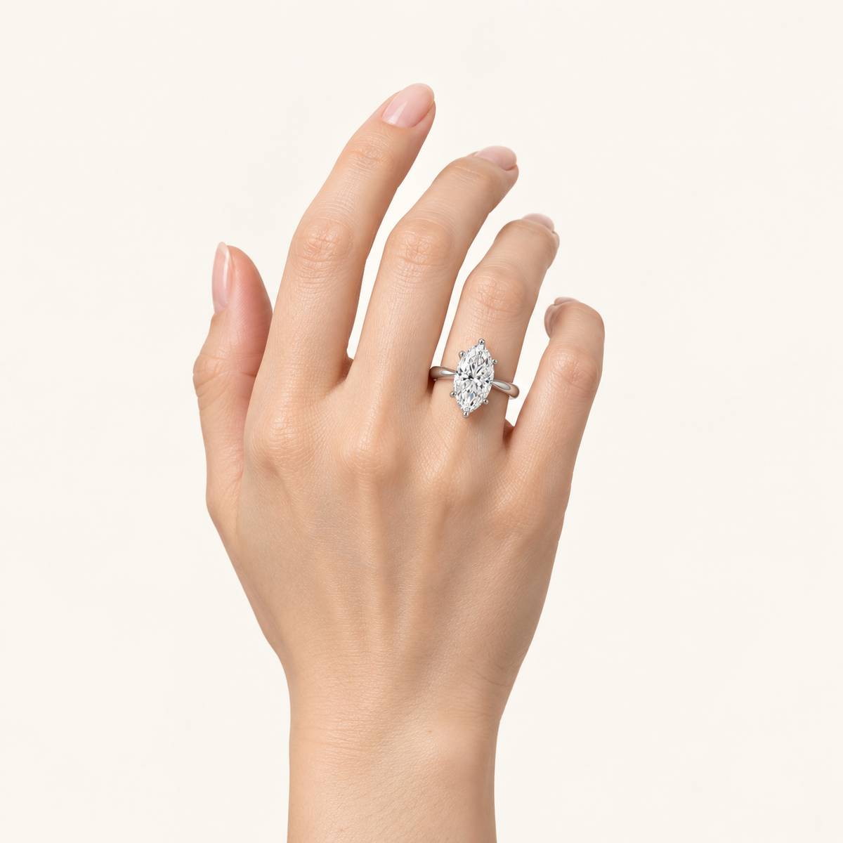 4CT Marquise Cut Lab Grown Diamond Solitaire Ring