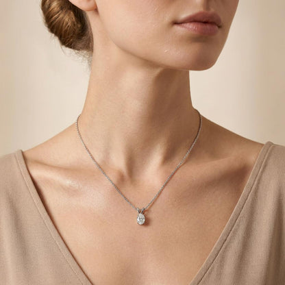 3CT Oval Cut Lab Grown Diamond Pendant Necklace