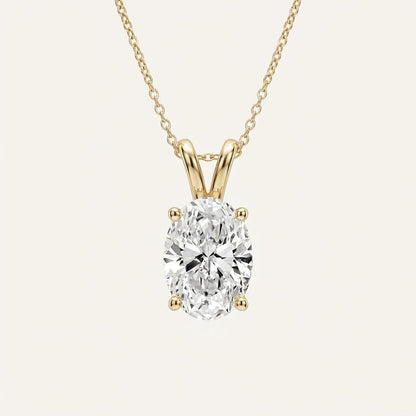 3CT Oval Cut Lab Grown Diamond Pendant Necklace