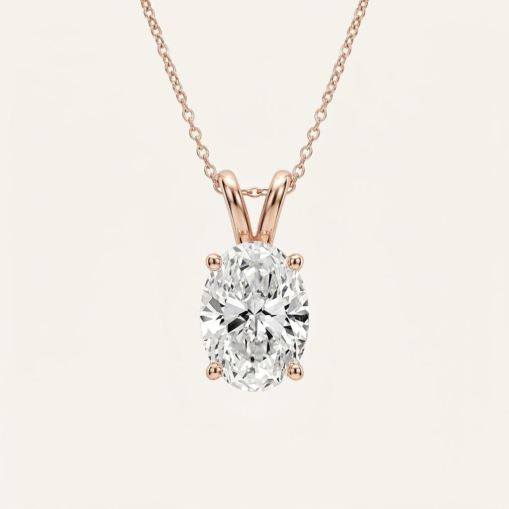 3CT Oval Cut Lab Grown Diamond Pendant Necklace