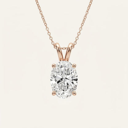 3CT Oval Cut Lab Grown Diamond Pendant Necklace