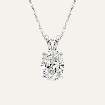 3CT Oval Cut Lab Grown Diamond Pendant Necklace