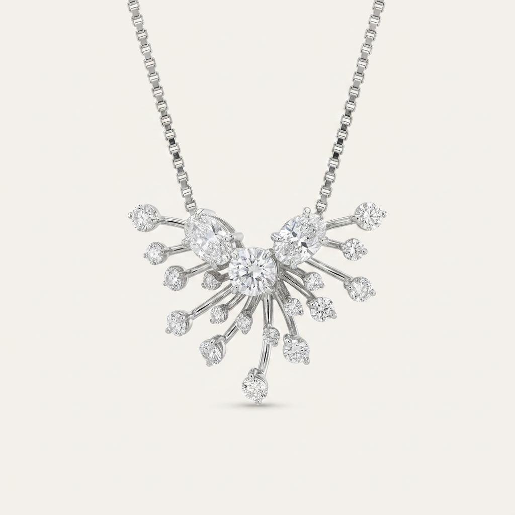 3CT Round Cut Lab Grown Diamond Pendant Necklace