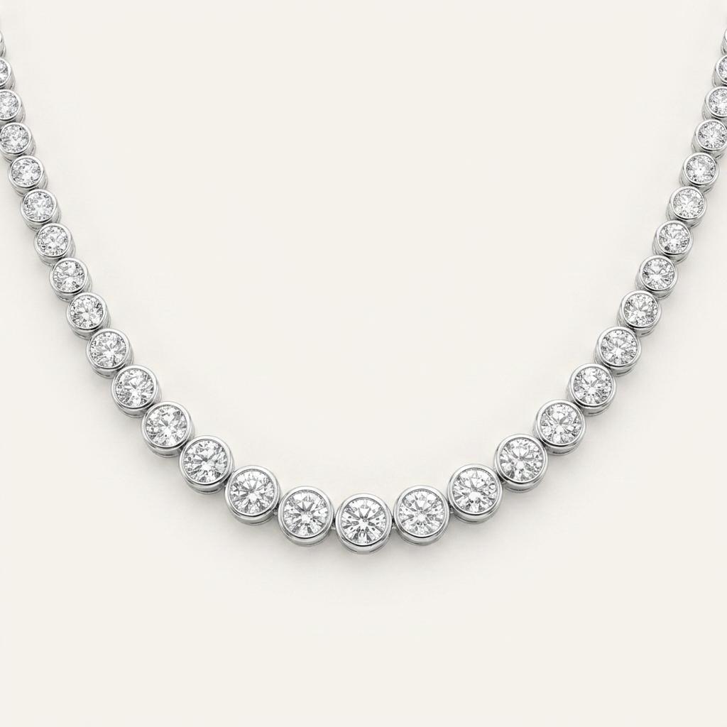 15CT Round Cut Lab Grown Diamond Tennis Necklace