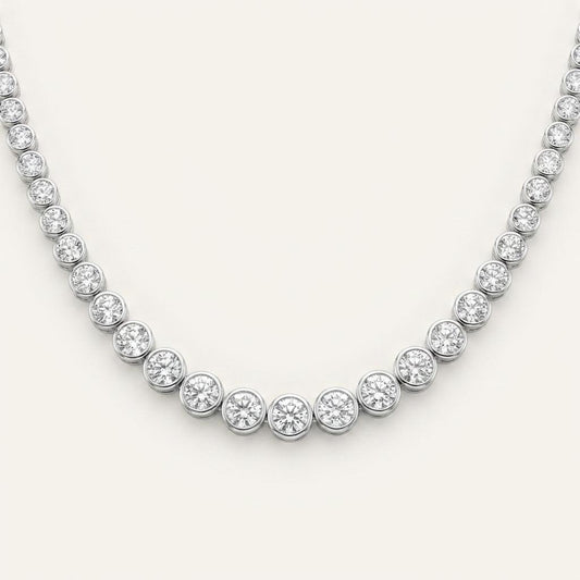 15CT Round Cut Lab Grown Diamond Tennis Necklace