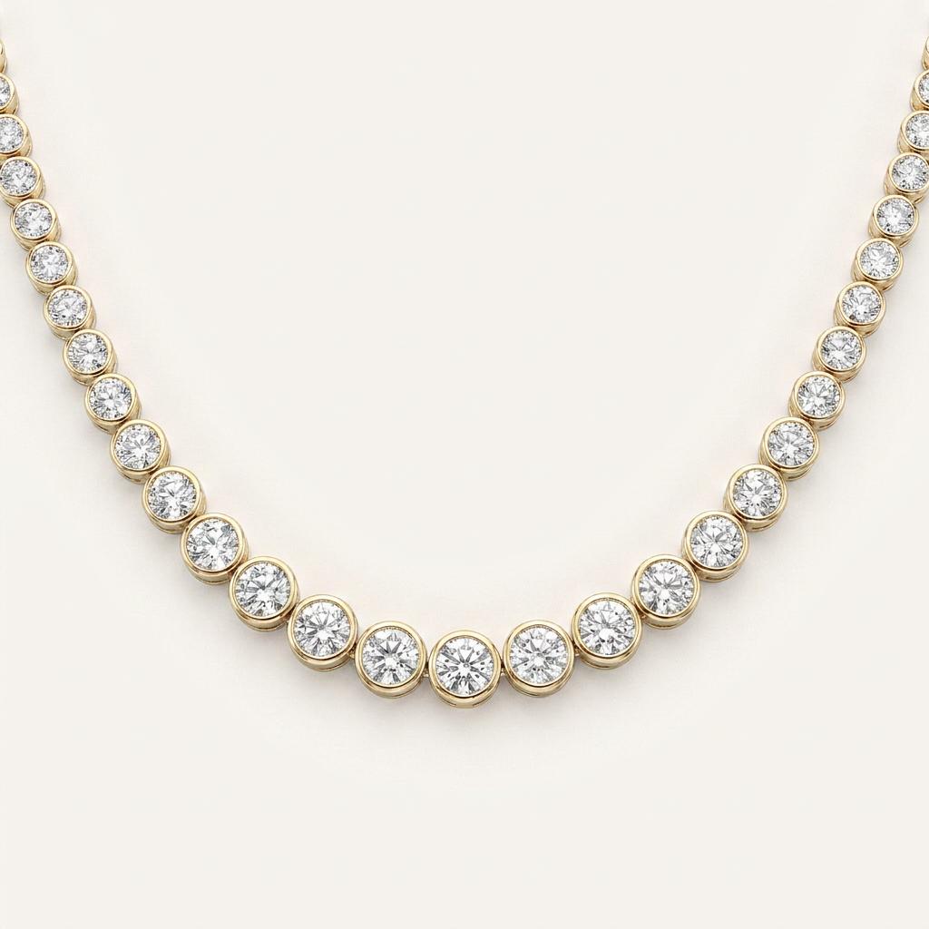 15CT Round Cut Lab Grown Diamond Tennis Necklace