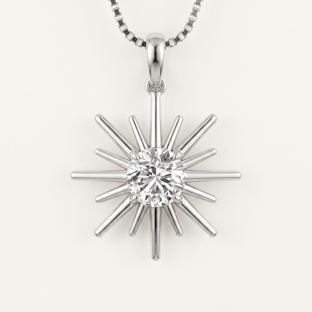 1.5CT Round Cut Lab Grown Diamond Pendant Necklace
