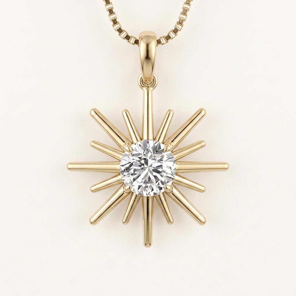 1.5CT Round Cut Lab Grown Diamond Pendant Necklace