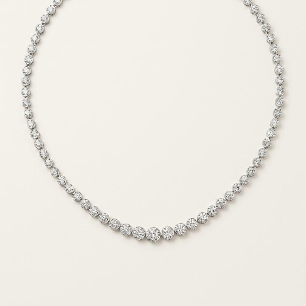 15CT Round Cut Lab Grown Diamond Tennis Necklace