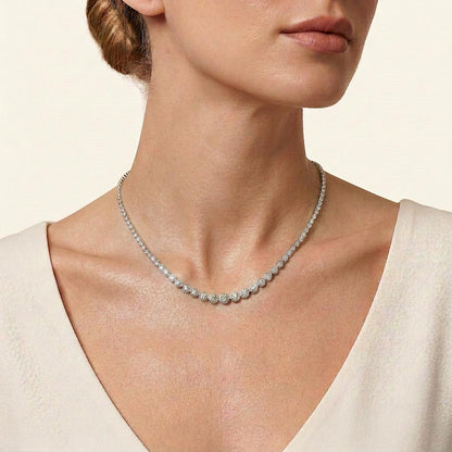 15CT Round Cut Lab Grown Diamond Tennis Necklace