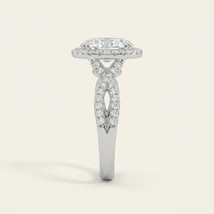 2 CT Oval Cut Lab Grown Diamond Split shank Halo Ring