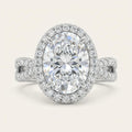 2 CT Oval Cut Lab Grown Diamond Split shank Halo Ring