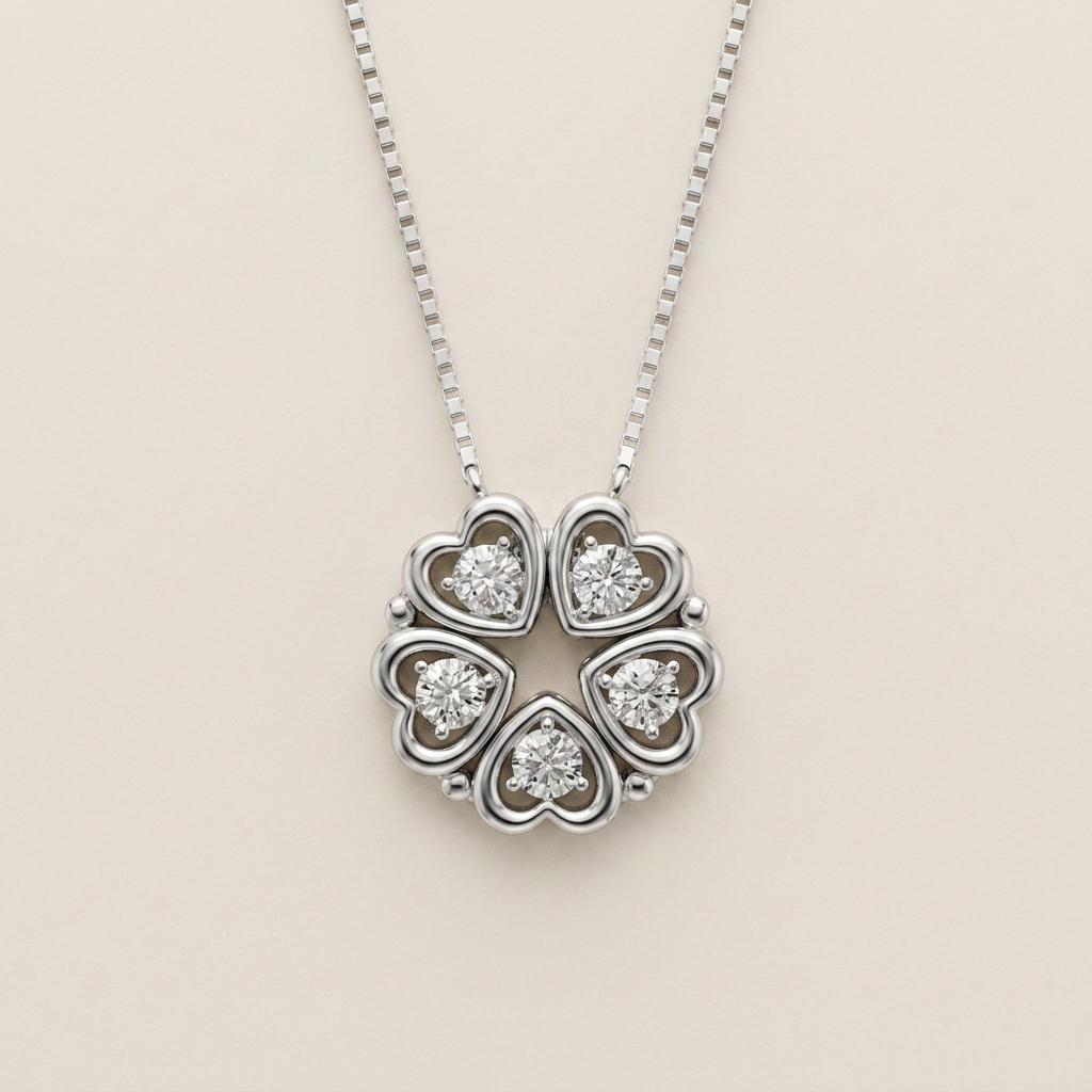 1 Ct Round Lab Grown Diamond Heart Pendant Necklace