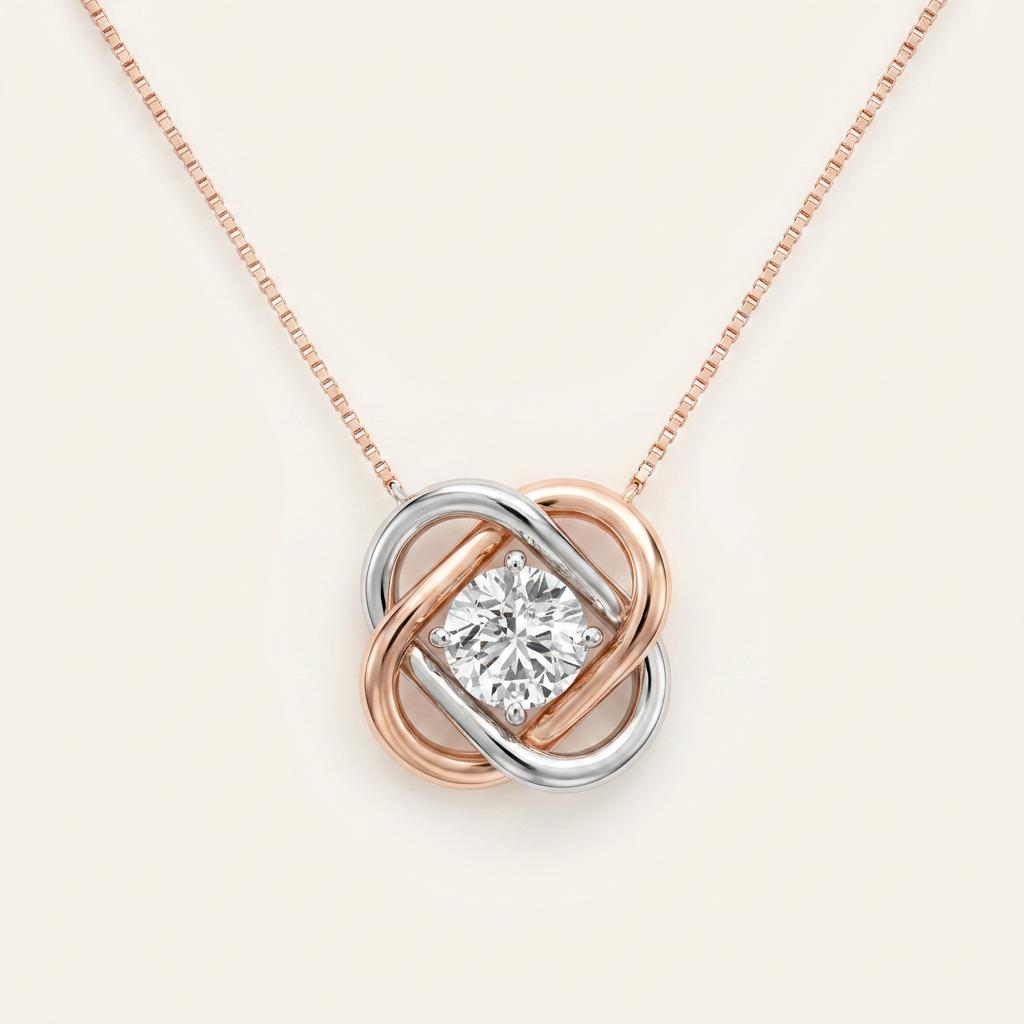 1Ct Round Cut Lab Grown Diamond Pendant Necklace