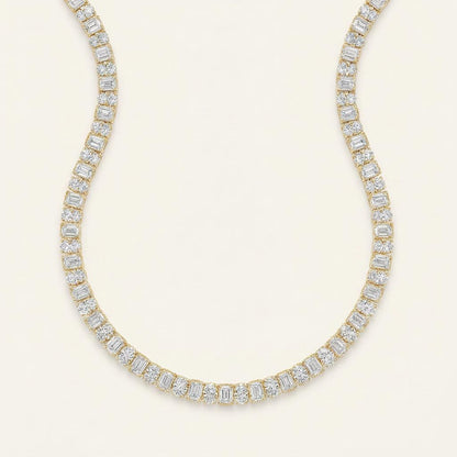 33CT Emerald Cut Lab Grown Diamond Tennis Neckalce