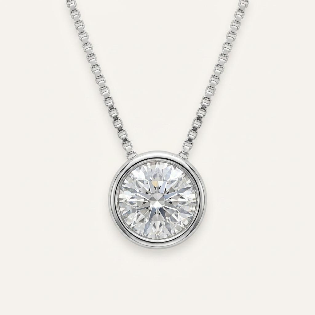 2CT Round Cut Lab Grown Diamond Pendant Necklace