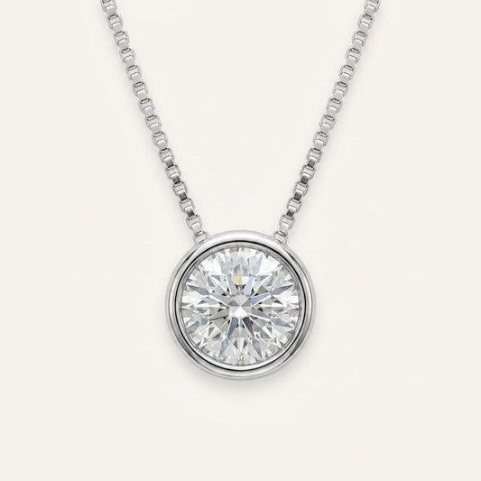 2CT Round Cut Lab Grown Diamond Pendant Necklace