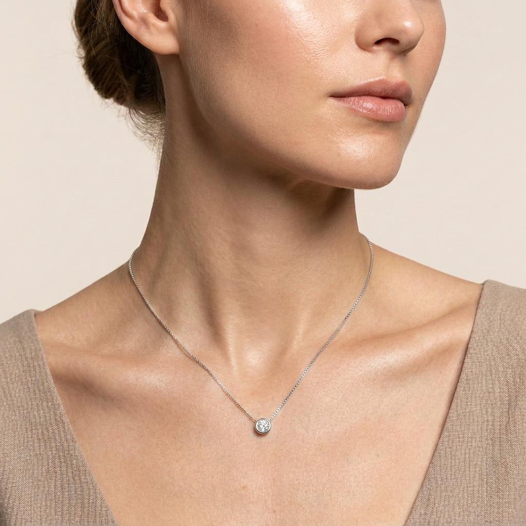 2CT Round Cut Lab Grown Diamond Pendant Necklace