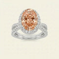 4CT Oval Cut Lab Grown Diamond Halo Side Stone Ring