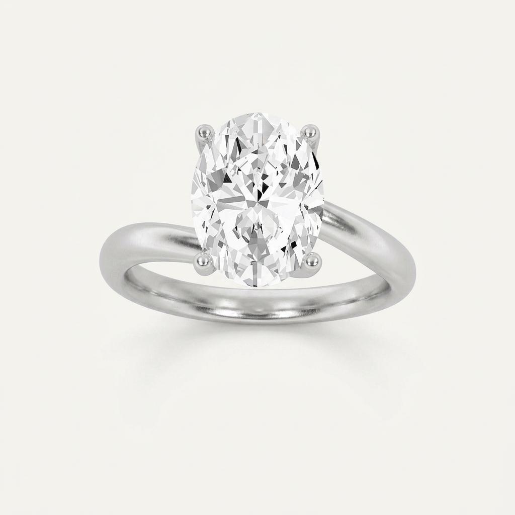 1CT Oval Cut Lab Grown Diamond Engagement Ring