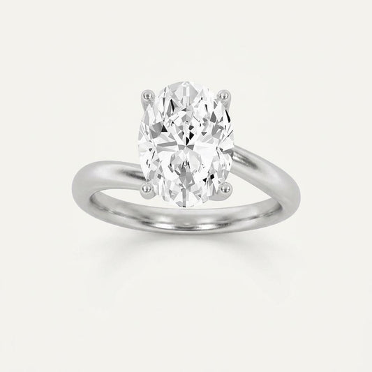 1CT Oval Cut Lab Grown Diamond Engagement Ring
