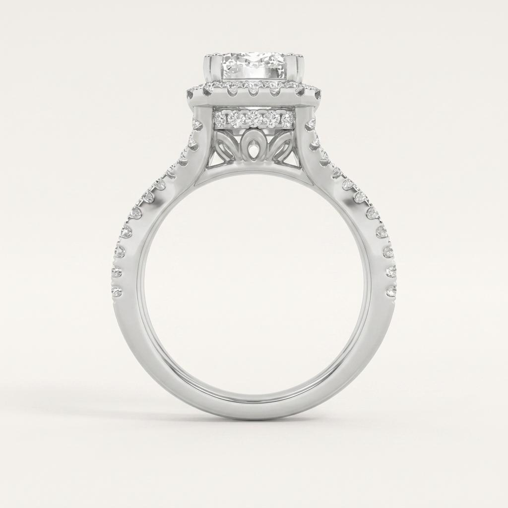 2CT Emerald Cut Lab Grown Diamond Halo Ring