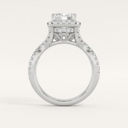 2CT Emerald Cut Lab Grown Diamond Halo Ring