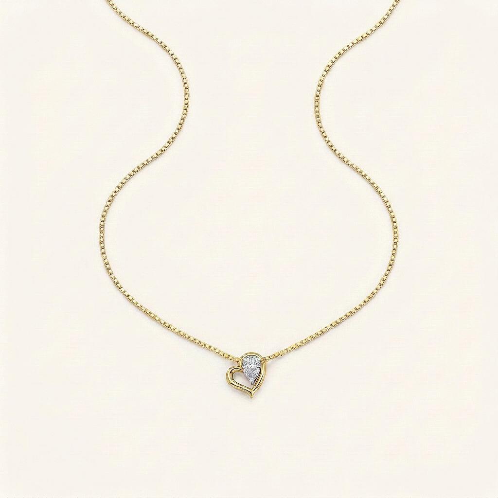 0.50CT Pear Cut Lab Grown Diamond Heart Pendant Necklace