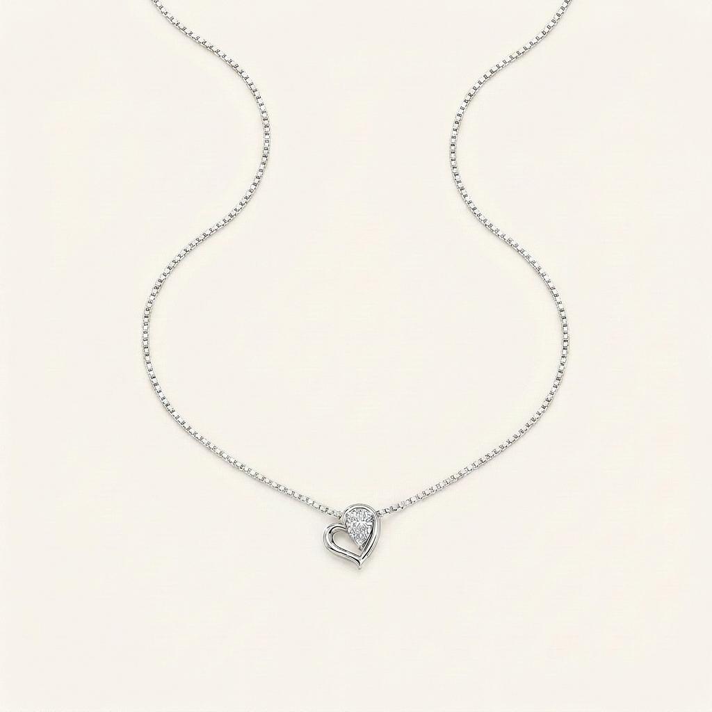 0.50CT Pear Cut Lab Grown Diamond Heart Pendant Necklace