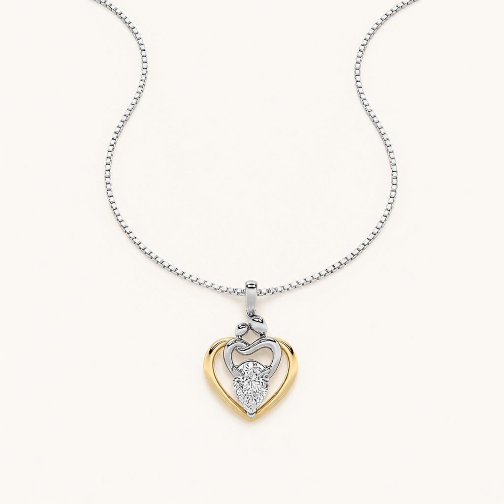 1.5 Ct Pear Lab Grown Diamond Heart Pendant Necklace