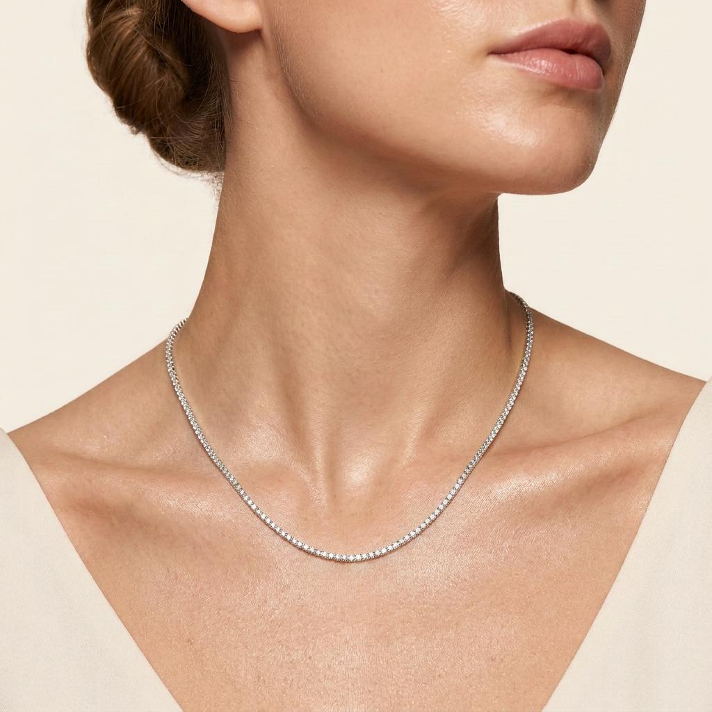 41 Ct Round Lab Grown Diamond Tennis Necklace