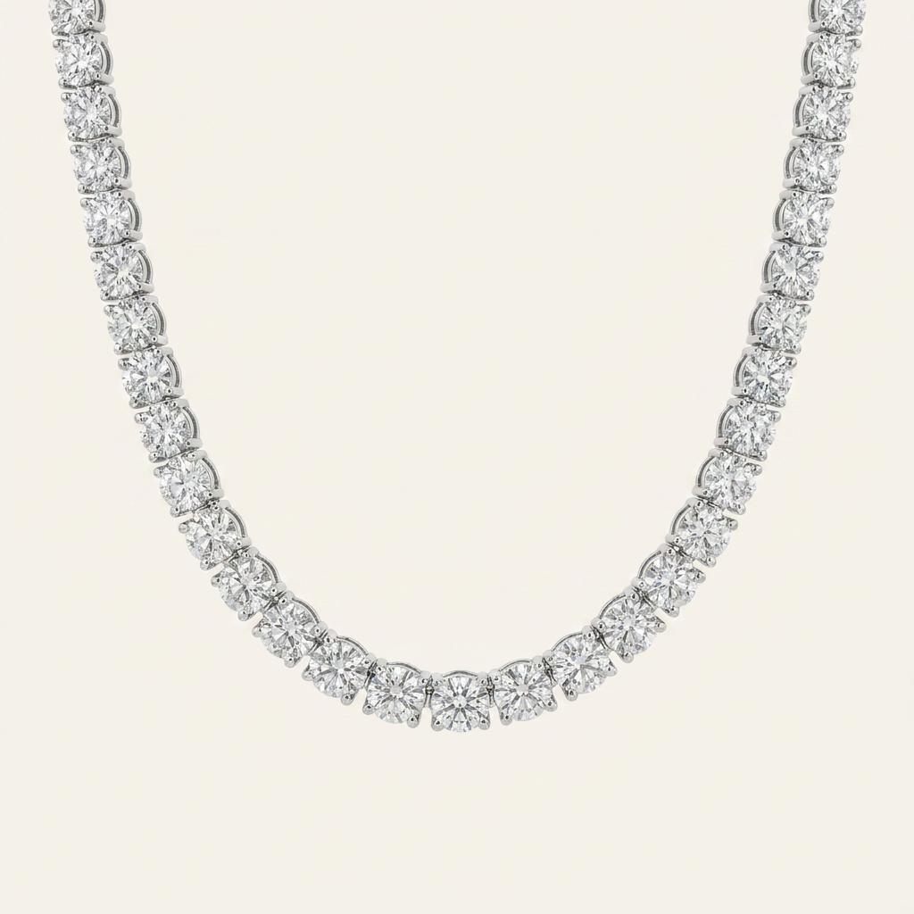 41 Ct Round Lab Grown Diamond Tennis Necklace