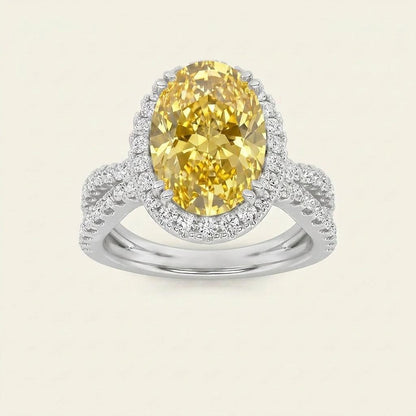 4CT Oval Cut Lab Grown Diamond Halo Engagement Ring