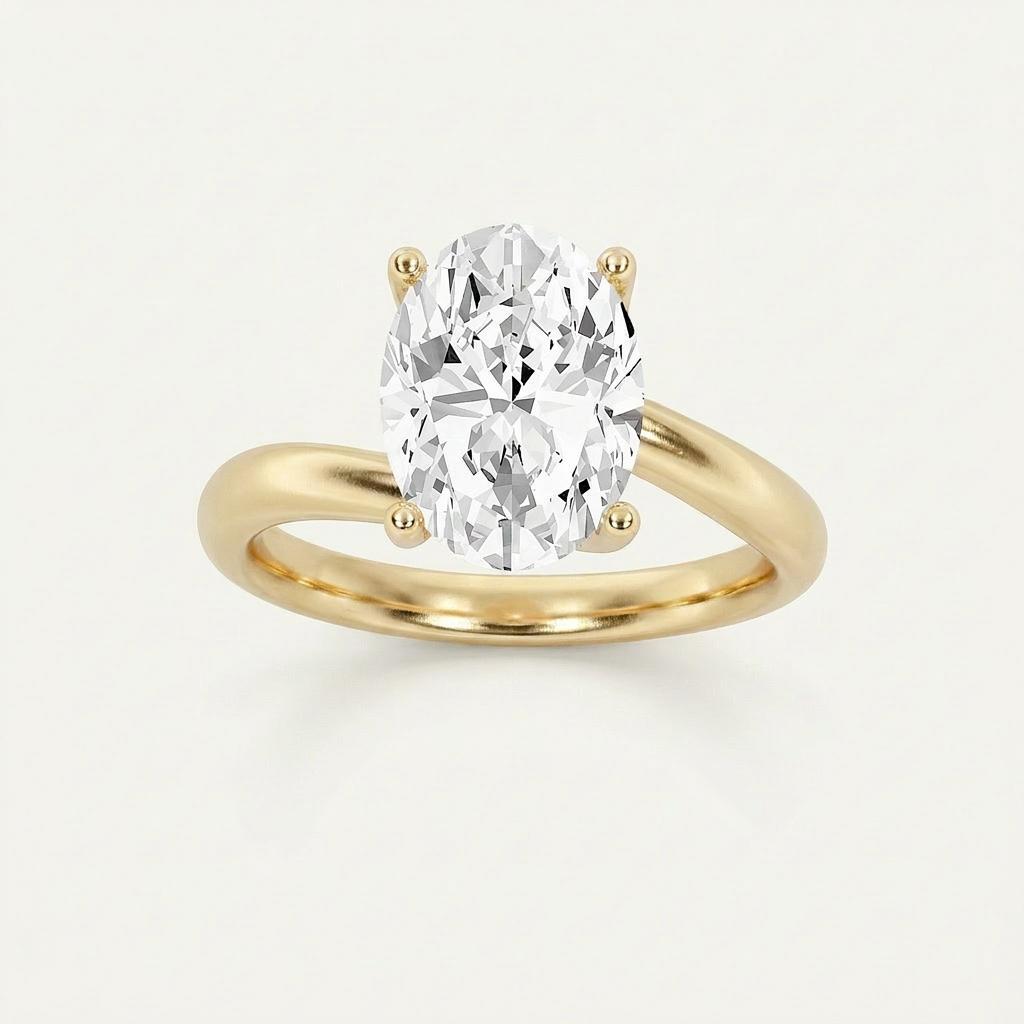 1CT Oval Cut Lab Grown Diamond Engagement Ring