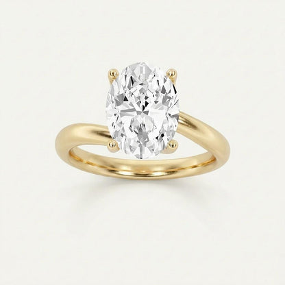 1CT Oval Cut Lab Grown Diamond Engagement Ring