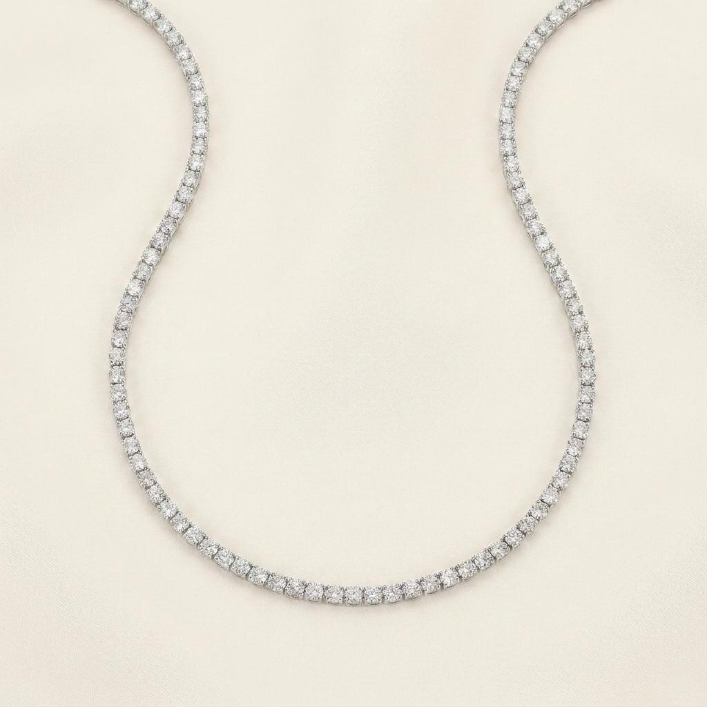 41 Ct Round Lab Grown Diamond Tennis Necklace