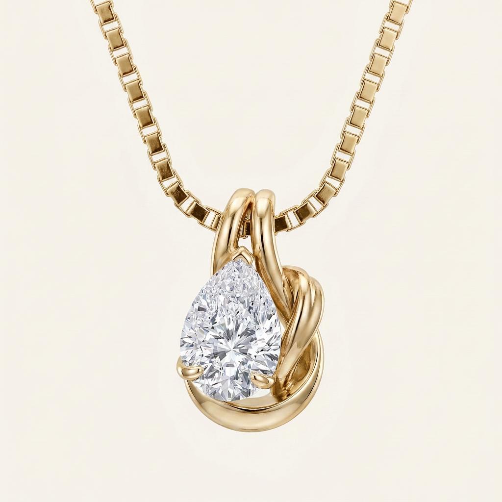 2CT Pear Cut Lab Grown Diamond Pendant Necklace