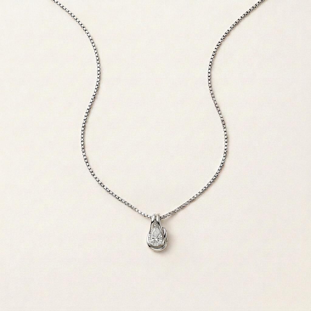 2CT Pear Cut Lab Grown Diamond Pendant Necklace