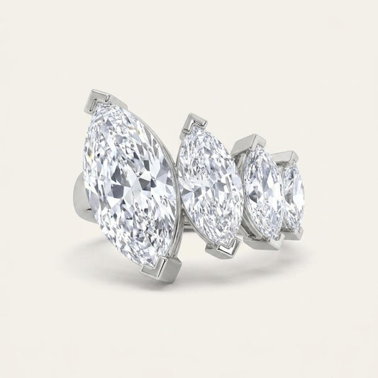 2.5CT Marquise Cut Lab Grown Diamond Four Stone Fashion Ring