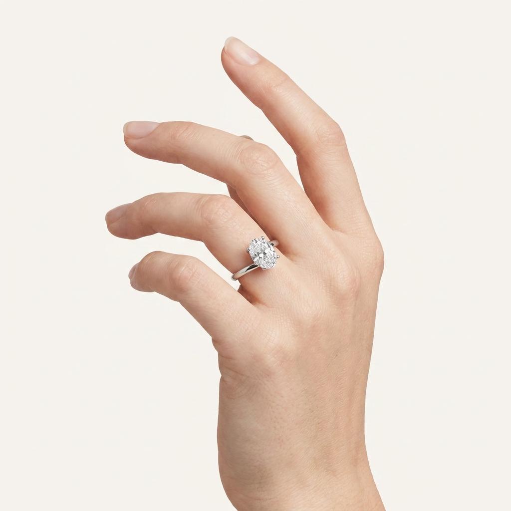1CT Oval Cut Lab Grown Diamond Engagement Ring