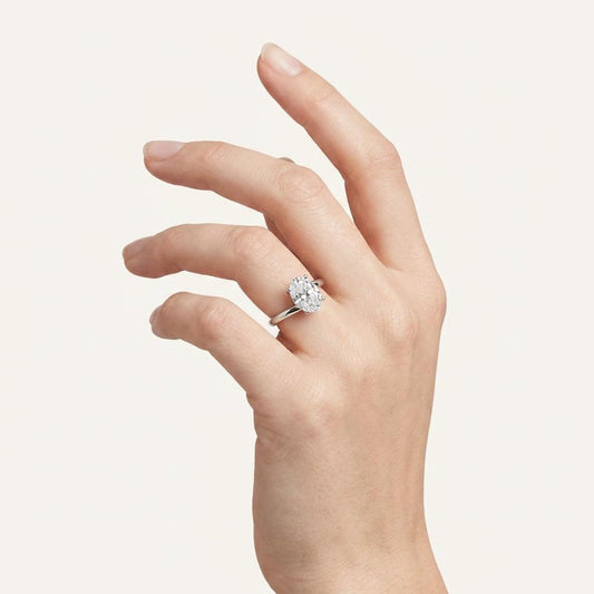 1CT Oval Cut Lab Grown Diamond Engagement Ring