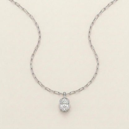 2CT Oval Cut Lab Grown Diamond Pendant Necklace
